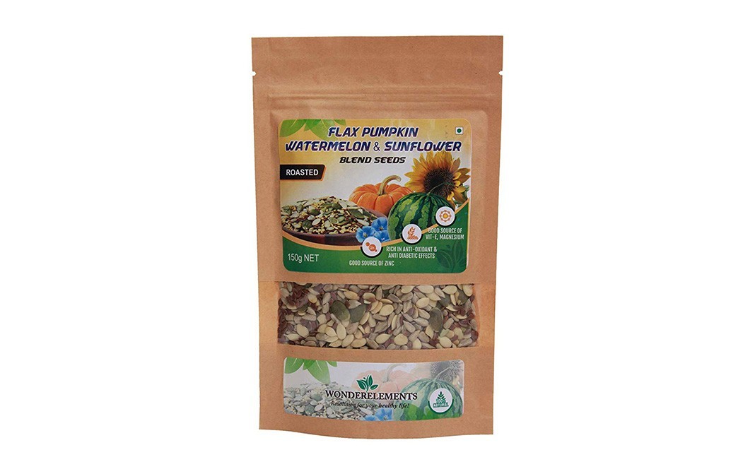 Wonderelements Roasted Flax Pumpkin, Watermelon & Sunflower Blend Seeds   Pack  150 grams